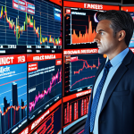 A focused financial risk manager with sharp eyes, standing amidst a swirling, vibrant cityscape of real-time financial data streams and interconnected global news headlines. The scene captures the intense, dynamic "heartbeat of the living market," with abstract representations of emerging risks and hidden opportunities appearing as complex, energetic patterns. The atmosphere is alert and analytical.