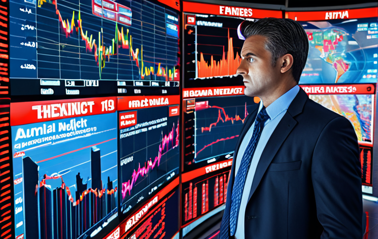 A focused financial risk manager with sharp eyes, standing amidst a swirling, vibrant cityscape of real-time financial data streams and interconnected global news headlines. The scene captures the intense, dynamic "heartbeat of the living market," with abstract representations of emerging risks and hidden opportunities appearing as complex, energetic patterns. The atmosphere is alert and analytical.