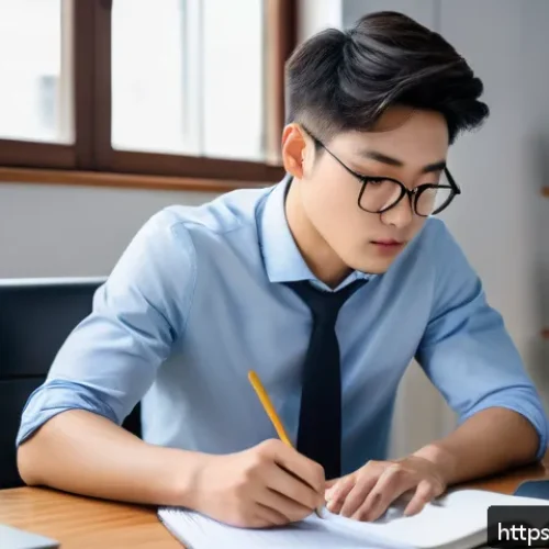 FRM 자격증을 준비하는 직장인의 시간 관리 - A focused young professional studying at a tidy desk in a bright, well-ventilated room with natural ...