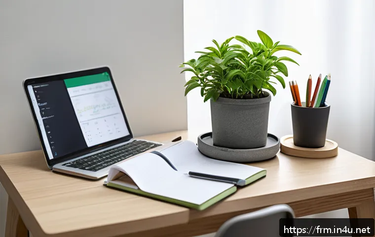 FRM 공부 중 슬럼프 극복법 - A focused study desk setup in a quiet, well-lit room featuring neatly organized FRM study materials ...